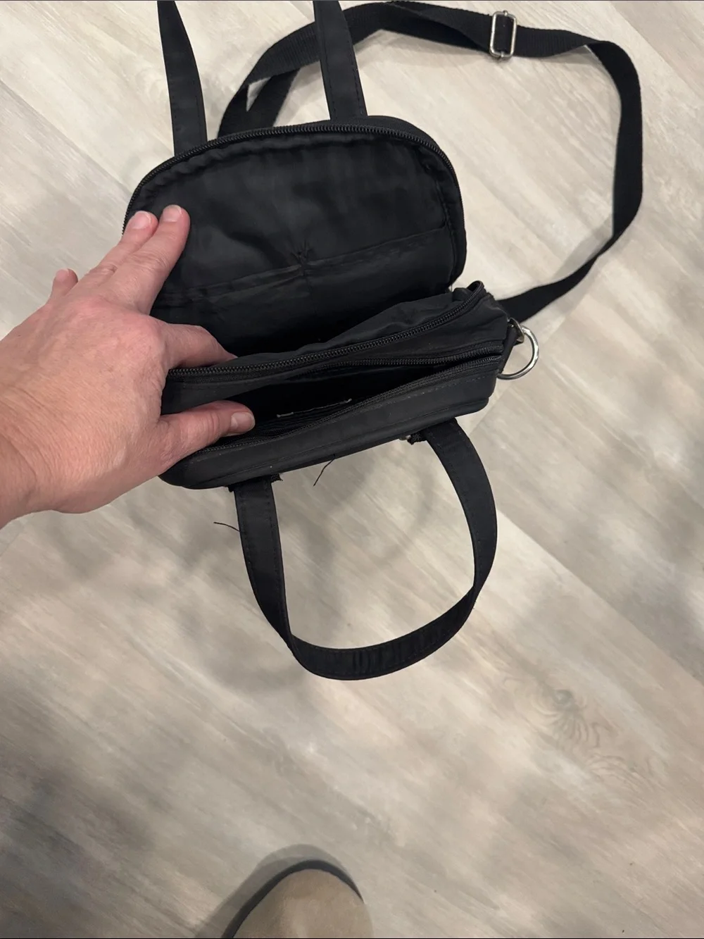 lei Black Compact Crossbody Bag with Front Organizer
